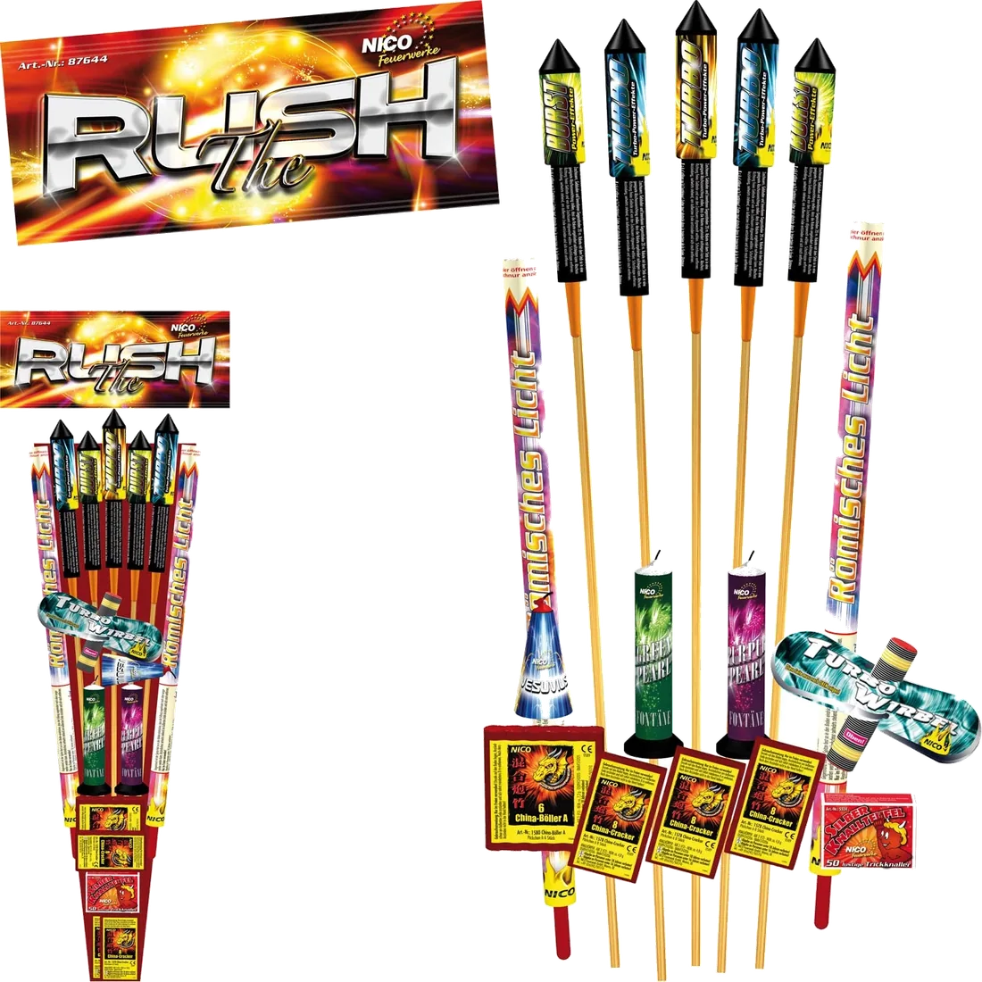 The Rush, Mix-Sortiment — Raketen — von NICO — Silvester-Feuerwerk kaufen bei stopine