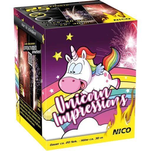 Unicorn Impressions, 25 Schuss — Batterien — von NICO — Silvester-Feuerwerk kaufen bei stopine